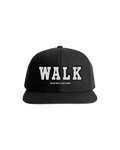 Black cap with 'WALK' text across the front
