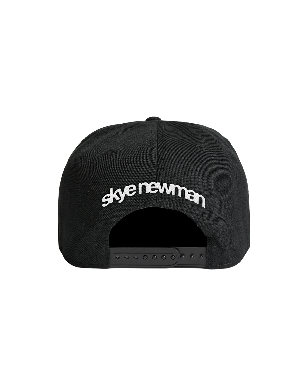 Black cap with 'skye newman' logo embriodered across the back